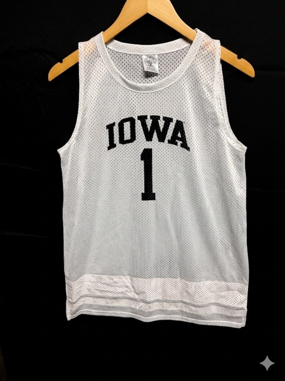 Iowa Hawkeyes Jersey Tank Top White Mesh Rivalry Threads #1 Basketball NCAA Med.